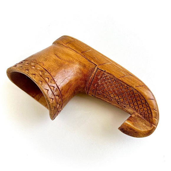 Vintage Hand-Carved Wooden Opanci Boot Figurine Rustic Folk Art Home Decor - Picture 8 of 10
